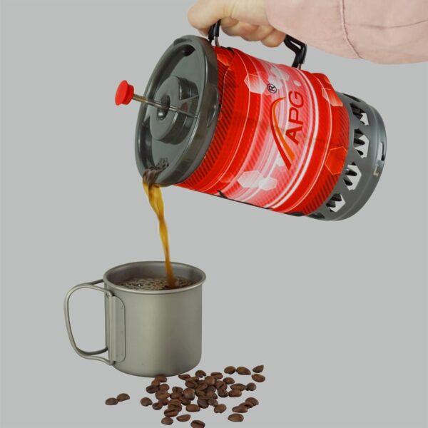 APG outdoor French Coffee Presses Stove For Camping Backpacking Hiking, Outdoor Propane Camp Cooking Gear Burner Pot With Coffee Filter(0.9-Liter) - Image 7