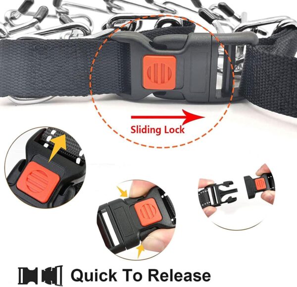 Dog Training Collar - Adjustable Durable Thick Prong Collars for Large Medium Small Dogs, Anti Bark, Outdoor Trainings. Metal Choke Chain, Black Nylon Half Choke Collar, Stainless Steel Prong Collar. - Image 7