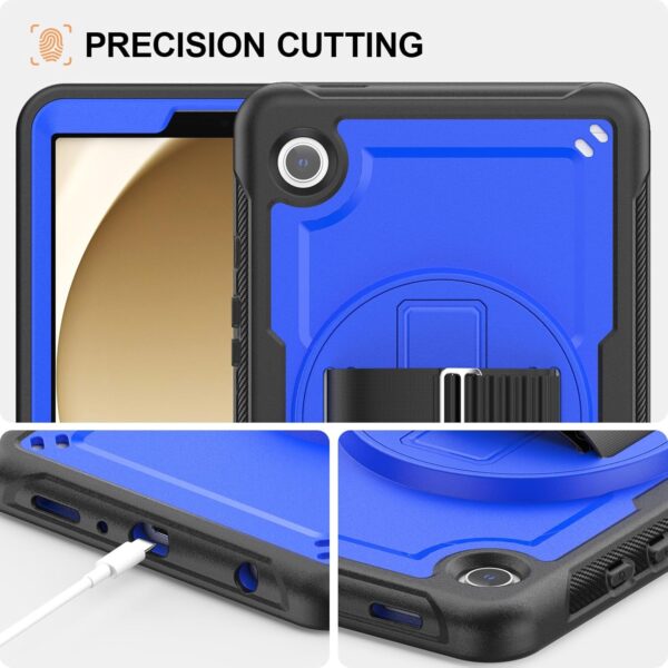 Timecity for Samsung Galaxy Tab A9 Case 8.7" 2023, Heavy Duty Shockproof Case with Screen Protector, Kickstand/360 Rotating Hand Strap, Pencil Holder, Dark Blue - Image 9
