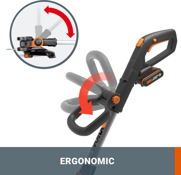 WORX 20V Cordless Grass Trimmer WG163E.3 with Fast Charger, 2 x 2,0Ah Batteries, PowerShare, 2-in-1 Strimmer/Edger, 90° Head pivots, Command Feed System - Image 6