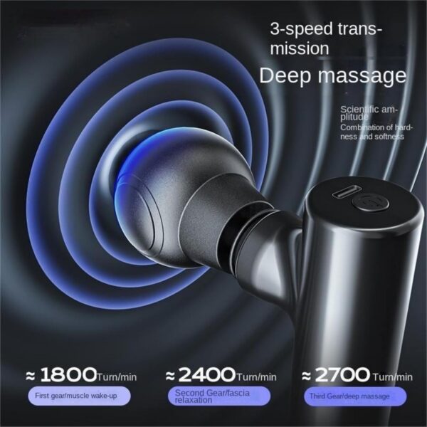 Mini Massage Gun Portable and Powerful - Travel-Friendly Pocket Size - 2700 RPM Motor - USB Rechargeable - Ideal for Office and On-The-Go - Targeting Neck Back Arm Leg - Muscle Recovery Stress Relief - Image 3