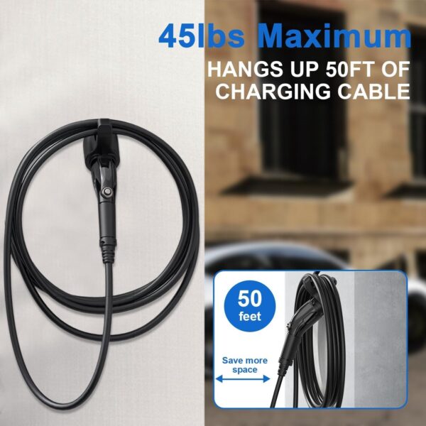 Type 2 EV Charger Holder, Wall Mount EV Charging Cable Organiser for Electric Car with Type 2 IEC 62196-2 Plugs, Electric Vehicle Holder Compatible with Tesla/MG/BMW/VW/Polestar - Image 3
