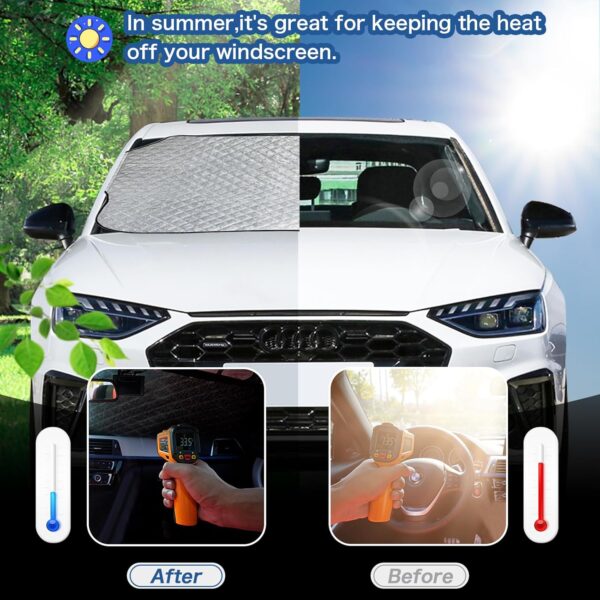 Car Windscreen Cover,Windshield Cover For Winter,Snow Cover Waterproof Dustproof,Sun UV Snow Ice Frost Guard for Cars,SUVs,Vans,Truck,etc.(Large Size) - Image 4