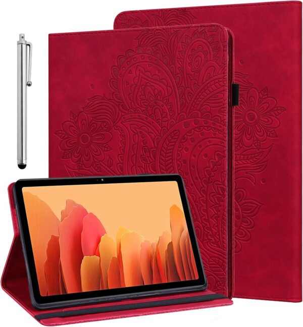 GLANDOTU for Samsung Galaxy Tab A9 8.7 inch Case 2023 (SM-X110/X115/X117), PU Leather Embossed lightweight Folio Flip Tablet Cover with Dual Standing Positions Case -Red - Image 2