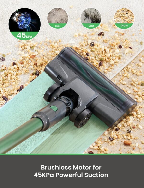 Vexilar V9Pro Cordless Vacuum Cleaner with Upgraded Floor Brush, 35Kpa Stick Vacuum with Touch Display, Self-Standing, Up to 45Mins Runtime, Lightweight Handheld Vacuum for Hard Floor Carpet Pet hair - Image 3