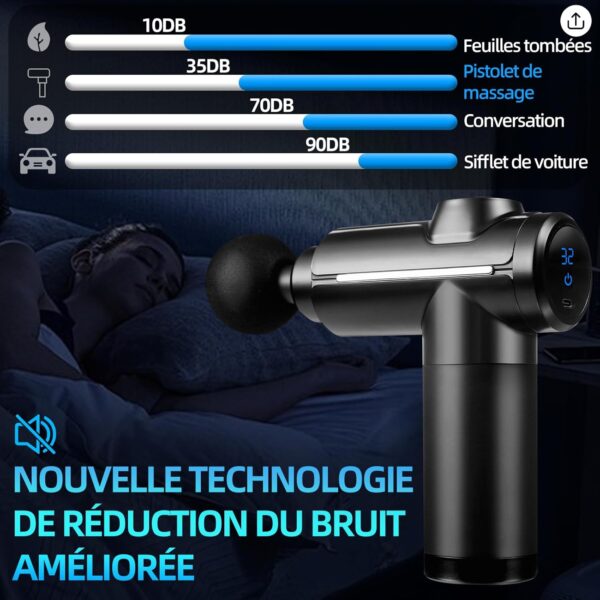 Massage Gun Deep Tissue, Mini Muscle Percussion Massager 32 Gear Adjustment Massagers with LCD Touch Screen 8 Heads for Shoulder Body Back, Black - Image 6