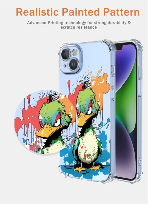 XINYEXIN Transparent Case for Samsung Galaxy A15 5G, Slim Shockproof TPU Bumper Clear Phone Case Cute Pattern, Colorful Cool Art Graffiti Series - Duck - Image 7