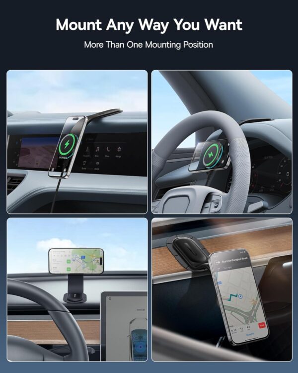 Baseus C02 Pro Magsafe Car Mount Charger, 15W Wireless Car Phone Holder Charger Dashbord, Univesal Phone Stand, Compatible with iPhone 15/14/13/12 Series - Image 8