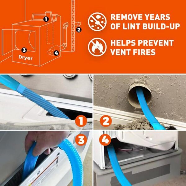 Dryer Vent Cleaner Kit, Flexible Vacuum Hose Attachment, Efficient Lint Remover Tool, Extra Long Reach, Standard Compatibility, 2-Piece Set, Ideal for Home, Laundry Rooms, Pet Hair Removal - Image 5