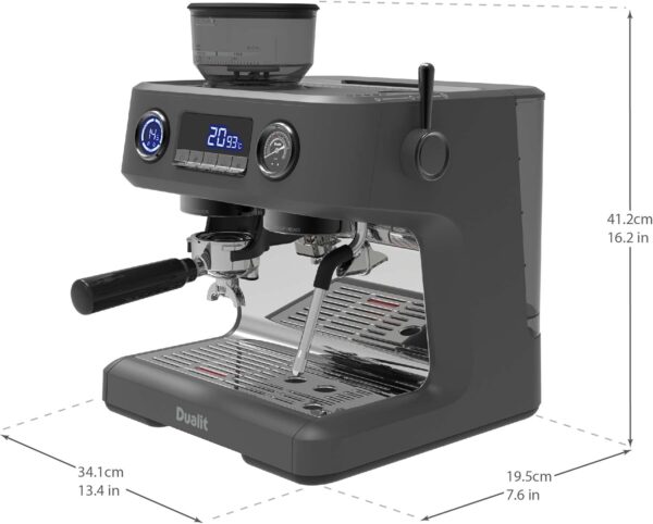 Dualit Espressivo Pro Coffee Machine - Dual Boiler - Integrated Coffee Bean Grinder - Steam Wand - 2.8L Removable Water Tank - Built in Warming Plate - 20 Bar Pressure - Stainless Steel - Image 9