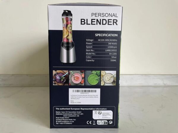 La Reveuse Smoothie Blender Personal Size with 2 BPA Free Portable Travel Sports Bottles (550ml),300 Watts,Silver - Image 11