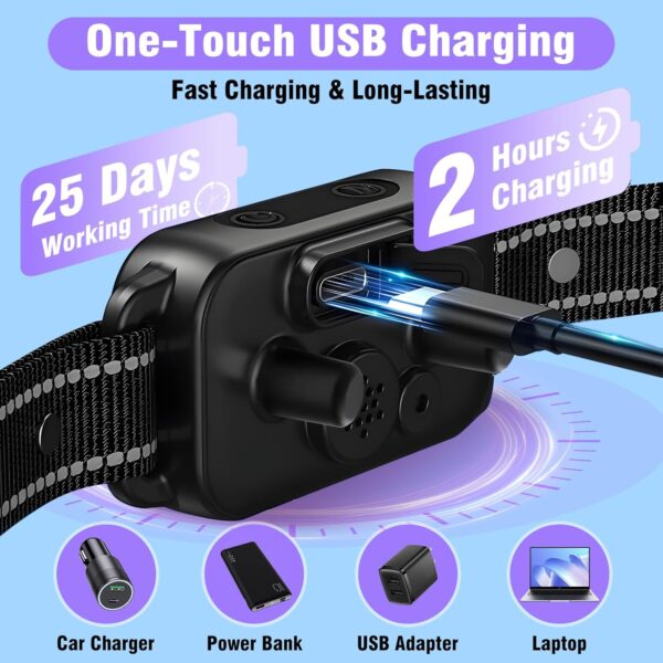 ChunHee Anti Bark Collars for Dogs No Shock Dog Bark Collar Rechargeable Waterproof 3 Adjustable Modes Beep & Vibration No Remote for Small, Medium & Large Dogs - Image 7