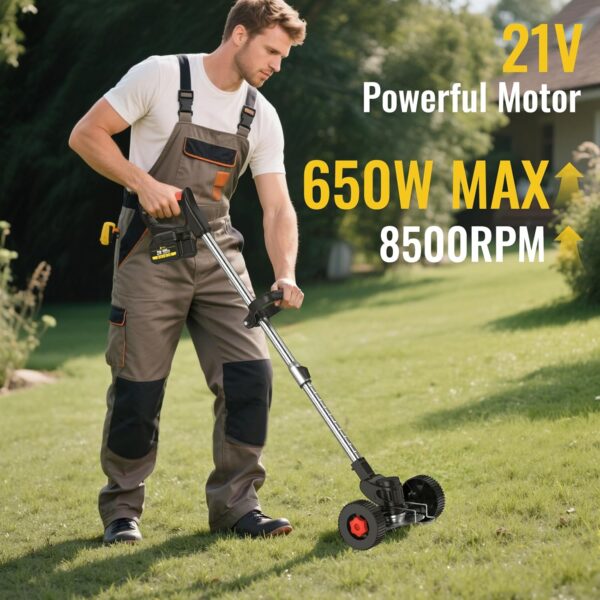 Cordless Strimmer Garden Strimmer with 4 Blades, 2 x 21V 4.0Ah Battery Strimmer Adjustable Retractable Electric Strimmer, Grass Trimmer for Yard, Garden, Sidewalk Edges Light Work (Black) - Image 7