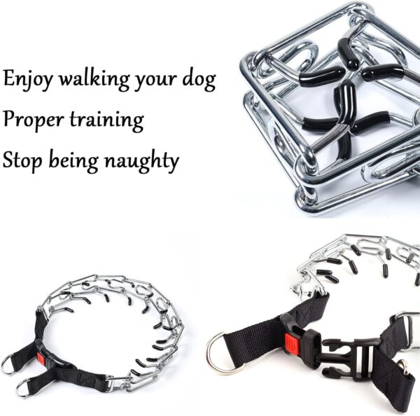 Dog Training Collar - Adjustable Durable Thick Prong Collars for Large Medium Small Dogs, Anti Bark, Outdoor Trainings. Metal Choke Chain, Black Nylon Half Choke Collar, Stainless Steel Prong Collar. - Image 5