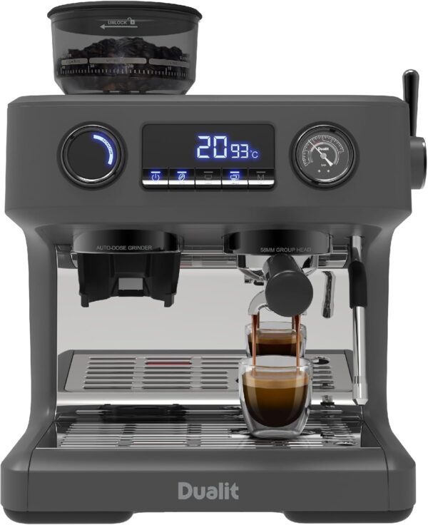 Dualit Espressivo Pro Coffee Machine - Dual Boiler - Integrated Coffee Bean Grinder - Steam Wand - 2.8L Removable Water Tank - Built in Warming Plate - 20 Bar Pressure - Stainless Steel - Image 2