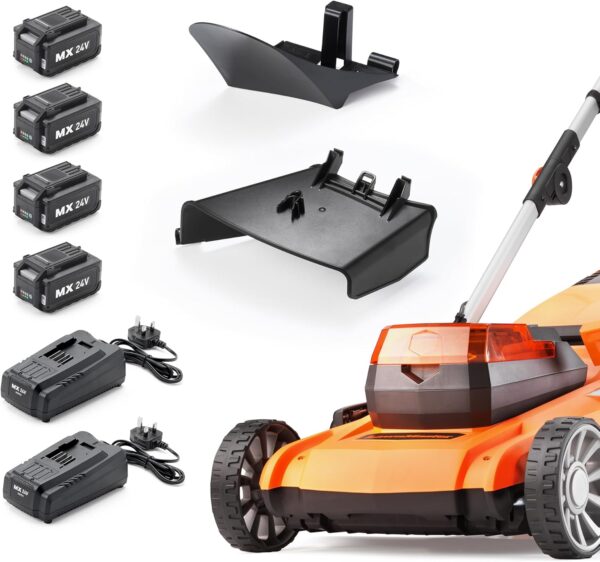 LawnMaster 48V 46cm Cordless Lawnmower with Spare Set of MX 24V 4.0Ah Batteries and 2 Fast Chargers. With Rear Roller, Grass Side Eject and Mulching Function, 2 Year Guarantee. For Larger Lawns. - Image 9