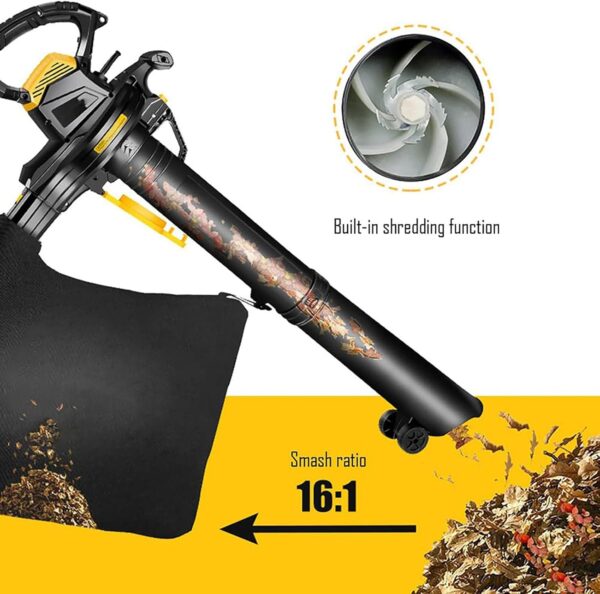 XNZJHPP Electric Powerful Leaf Blower,3800W Garden Vacuums&Shredder,6-Variable Speed Multifunction Leaf Blowers with 40L Leaf Collection Bag for Lawn - Image 6