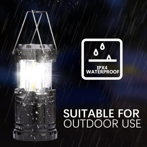 Jsdoin Camping Lights, 2 x Camping Lantern Battery Operated Portable LED Camping Lamp with Foldable Hook, Tent Lights Waterproof Outdoor Hanging Lamp for Emergency, Hiking, Camping, Black - Image 5
