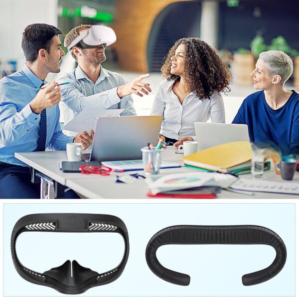 Compatible with Oculus Quest 2 Face Pad Replacement - VR Face Interface Bracket with Light Blocking Nose, VR Breathable Holes Leather Face Pad Cover Cushion Protective for Meta Quest 2 Accessories - Image 8