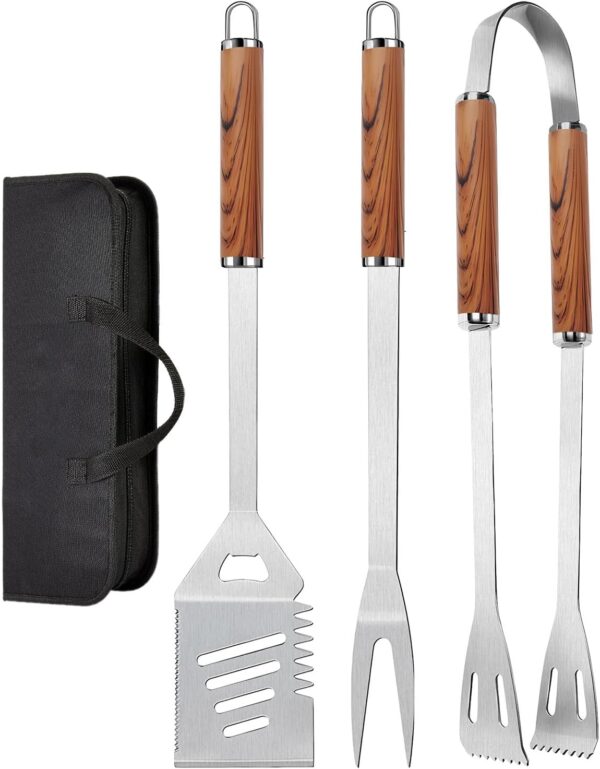 BBQ Tools Set, Heavy Duty 4-in-1 BBQ Utensil Set, Professional Stainless Steel Grill Accessories Barbecue Tool Set, Portable BBQ Kit with Storage Bag, Barbecue Utensils Gifts for Men Women Camping - Image 2
