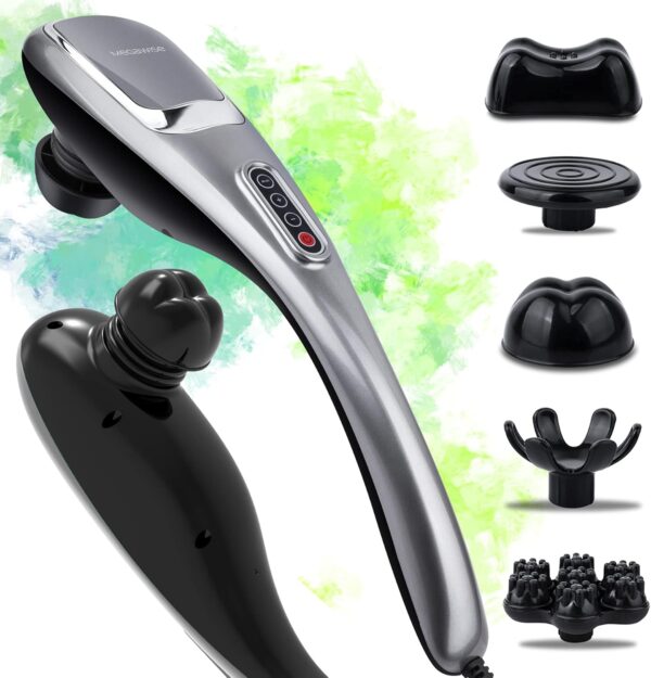 Handheld Deep Tissue Massager for Neck, Shoulders, Waist, Legs - 3600 RPM Powerful Motor With 5 Interchangeable Nodes & 5 Speeds - Knotty Muscle & Spasm Relief - Image 2