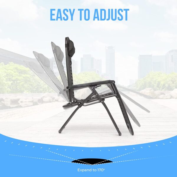 Sedol Zero Gravity Chairs Set of 2 - Heavy Duty Textoline Outdoor Gravity Chair - Reclining & Folding Garden Chairs with Cup Holder and Headrest - Sun Loungers for Garden, Decking, and Patio (Brown) - Image 7