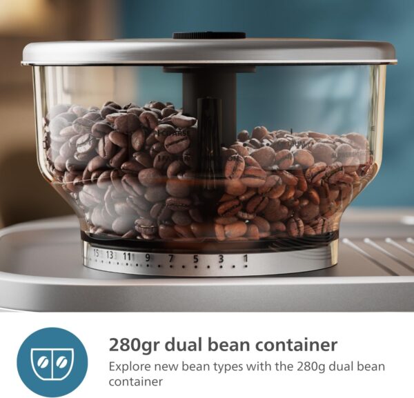 Philips Barista Brew Espresso Machine - Intuitive Guidance. Calibrated Tamping. Elegant Design. 280g Dual Bean Container. Semi Automatic Espresso Machine. Metal Silver (PSA3228/01) - Image 6