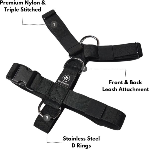 Spark Paws Large Dog No-Pull Harness, Halter Design with Front Clip, Durable and Heavy-Duty for Big and Strong Breeds - Black, S - Image 5