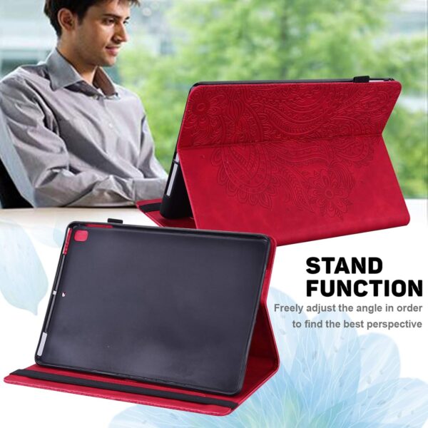 GLANDOTU for Samsung Galaxy Tab A9 8.7 inch Case 2023 (SM-X110/X115/X117), PU Leather Embossed lightweight Folio Flip Tablet Cover with Dual Standing Positions Case -Red - Image 6