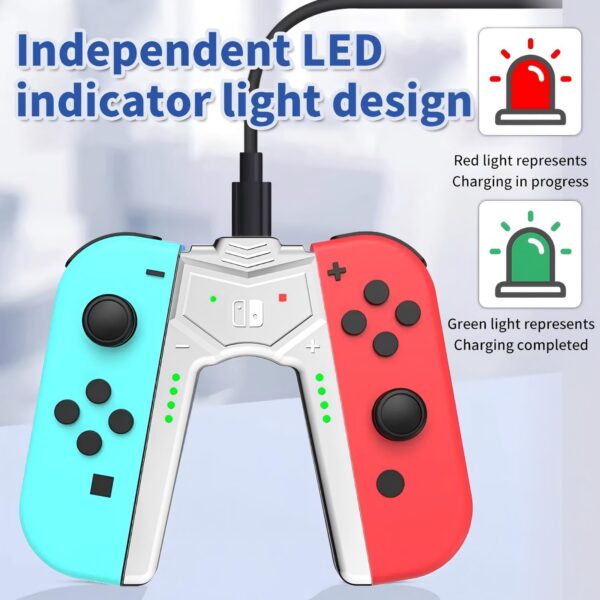 Haotianchi Switch Joy-Con charging handle is compatible with Nintendo Switch and OLED models, and can play while charging, with an indicator light, and a charging cable with a 2-meter Type-c (white) - Image 7