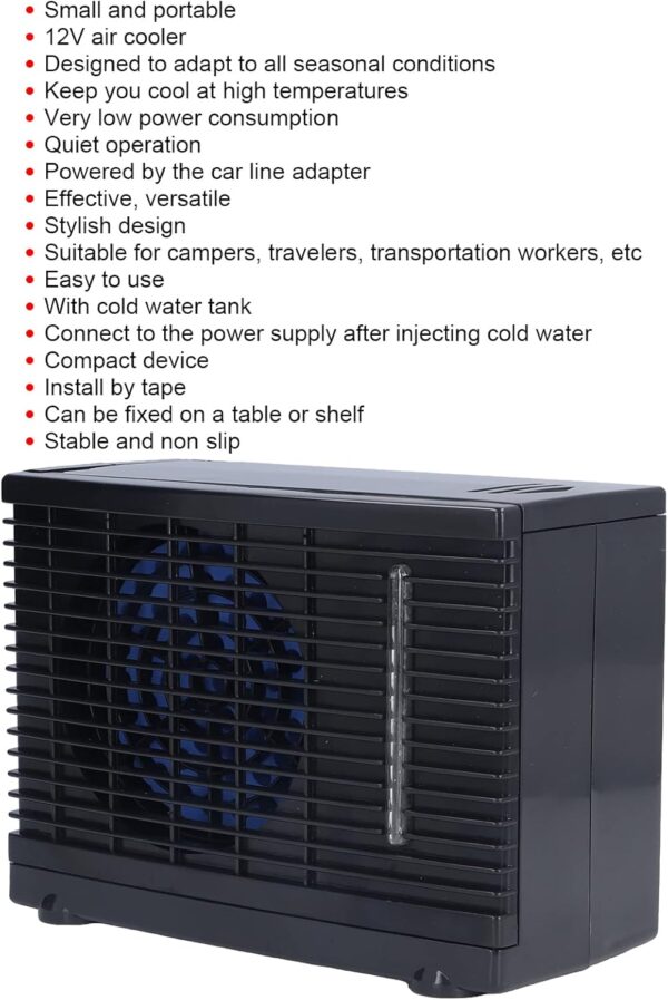 Topyond 12V Mini Portable Air Conditioner for Car and Home,Icybreeze,Silent Evaporative Cooler with Water Tank, for 12V AC, Trucks, and Camping - Image 7