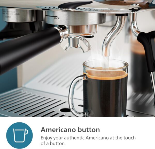Philips Barista Brew Espresso Machine - Intuitive Guidance. Calibrated Tamping. Elegant Design. 280g Dual Bean Container. Semi Automatic Espresso Machine. Metal Silver (PSA3228/01) - Image 7