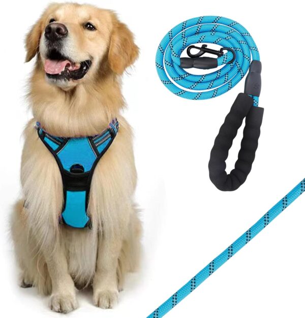 SuerZaro Dog Harness Large Dog, No Pull Dog Lead and Dog Harness Set, Reflective Vest Adjustable Harness with Thickened Padded Vest for Medium and Large Dogs - Image 7