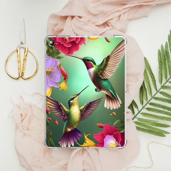 Dikoer for Samsung Galaxy Tab A9 8.7" 2023 SM-X110/X115/X117 Clear Tablet Case, Slim Back Shell Anti-Slip Soft TPU Protection Transparent Shockproof Cover for Galaxy Tab A9 2023, Hummingbird Flower - Image 6