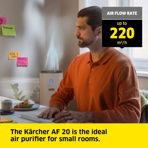 Kärcher Air Purifier AF 20, air flow rate: 220 m³/h, room size: 20 m², filter performance: removes 99.95% of particles up to 0.3 μm such as dust & allergens, automatic function, timer, night mode - Image 3