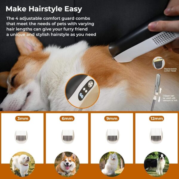 Pet Grooming Vacuum for Dog, 60dB Low Noise Dog Grooming Vacuum Kit Suck in 99% Hair, 7 Pet Grooming Tools, Dog Grooming Tools for Shedding Pet Hair for Dog and Cat - Image 4