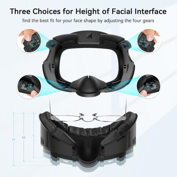 AMVR Face Cover Pad Facial Interface Compatible with Meta/Oculus Quest 3 Accessories, with Soft PU Face Cushion Pad Replacement for Quest 3 and Breathable Ice Silk Cotton - Image 4