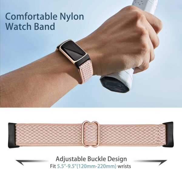3 Pack Nylon Elastic Watch Bands Compatible with Fitbit Charge 5,Stretchy Adjustable Loop Fabric Sport Strap for Fitbit Charge 5 Fitness Tracker,Soft Breathable Wristband for Women Men. - Image 4