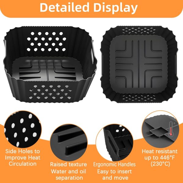 7PCS Air Fryer Accessories for Ninja Double Stack 7.6L Air Fryer SL300UK, Dual Silicone Air Fryer Liners Reusable, Gloves, Silicone Tong, Oil Brush, Spatula Included - Image 4