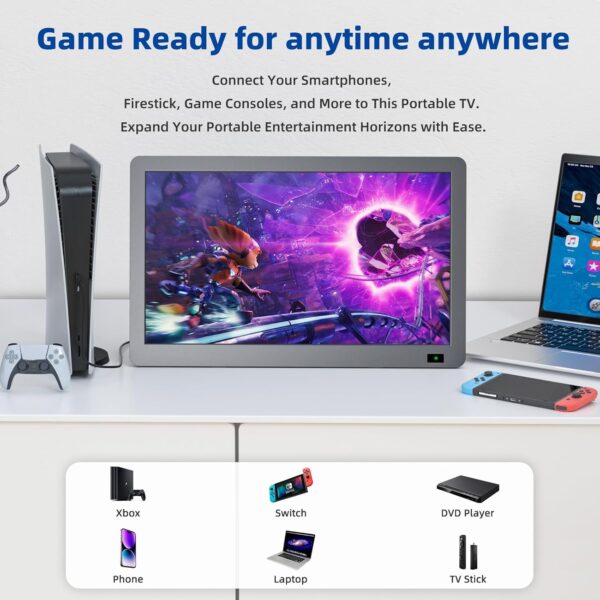 Desobry (2025 upgraded version) 14.2 inch Portable TV with stronger Antenna 1080P freeview outdoor tv with DVB/T2 Tuner Rechargeable Battery Operated Mini TV LCD,Built-in Stand,HDMI Input,USB - Image 7