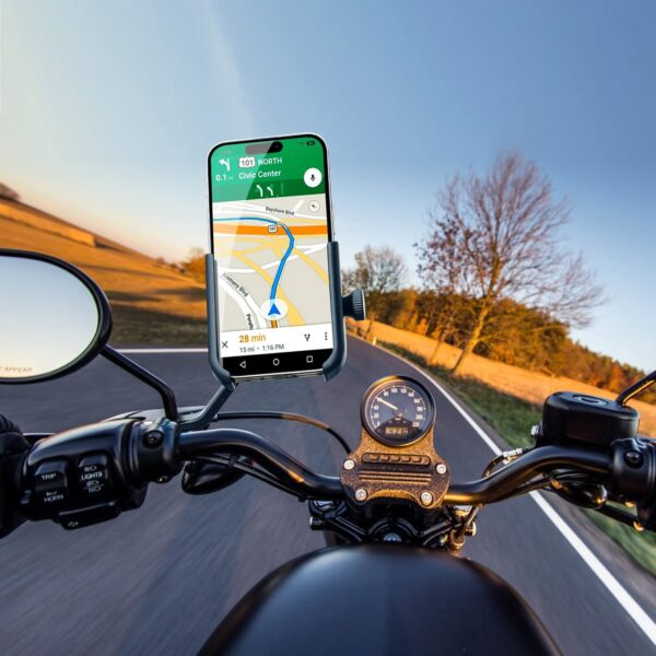 Mulor Motorbike Phone Holder Motorcycle Phone Mount on Rear View Mirror 360° Rotatable - Image 3