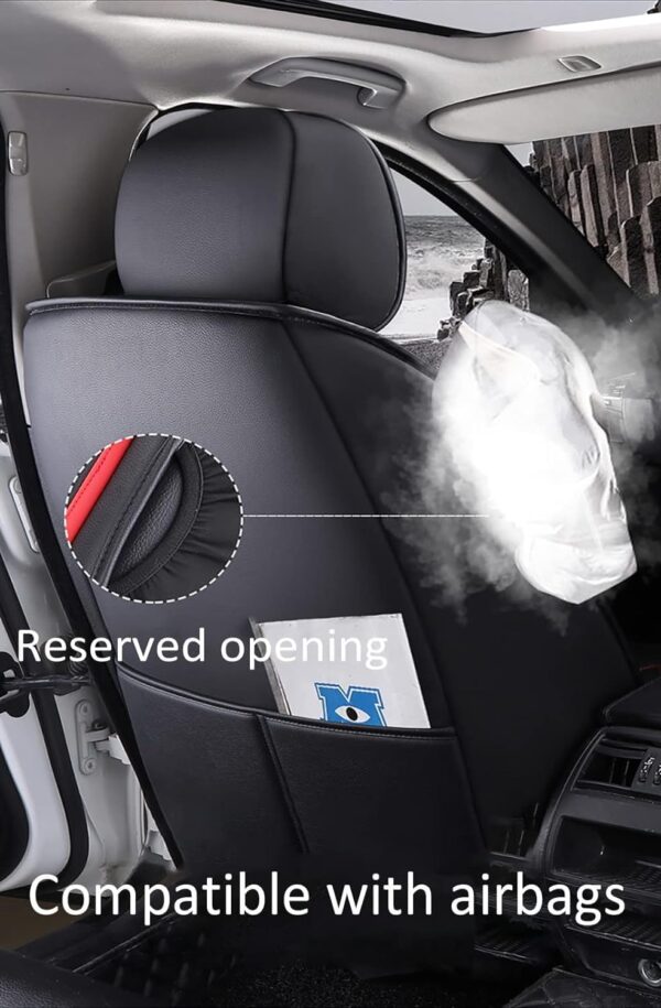 Eunncu Universal Car Seat Covers Waterproof Leather Full Set, Can Protect Front and Rear Seats, To Fit Most Cars, Side Airbag Compatible, Coffee Luxury - Image 7