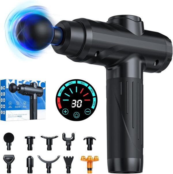 Massage Gun, Deep Tissue Percussion Massager for Pain Relief, Super Quiet Portable Body Relaxation Electric Muscle Massage Gun with 12 Attachment 30 Speed - Image 8