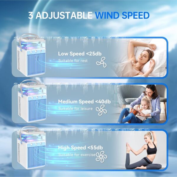 Portable Air Conditioners, 4 in 1 Mini Air Conditioner Evaporative Personal Cooler Humidifierl, 800ML Mini AC Desktop Cooling Fan for Office Tent Bedroom - Image 7