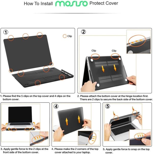 MOSISO Compatible with MacBook Pro 16 inch Case 2025 2024 2023 2022 2021 M4 M3 M2 M1 A3403 A3186 A2991 A2780 A2485 Pro Max, Plastic Hard Shell Cover&KeyboardSkin&Screen Protector&Pouch, Black - Image 4