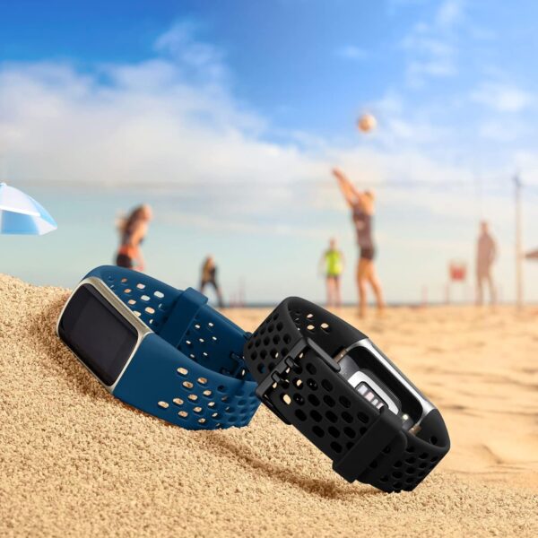 Getino Compatible with Fitbit Charge 5 Bands/Charge 6 Bands for Women Men, Soft Breathable Replacement Sport Strap Adjustable Wristbands for Fitbit Charge 5/ Charge 6 Advanced Fitness Tracker, Black - Image 10