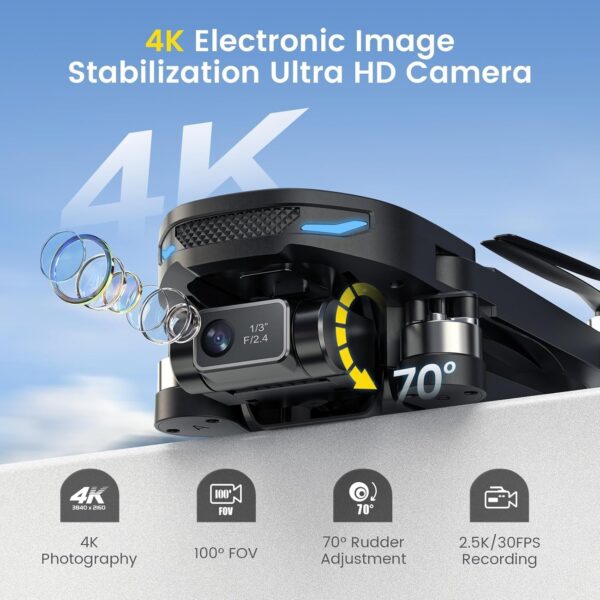 DEERC D65 4K EIS Camera Drone with 2-Axis Gimbal for Adults, 26-Min Long Flight Time, Easy GPS Quadcopter with Brushless Motor, 30FPS, Auto Return, Follow Me, Under 249g, Ideal for Beginners - Image 3