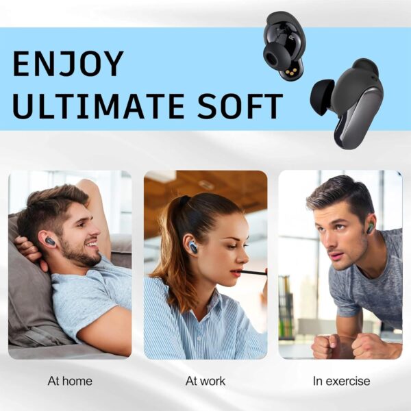 Adhiper Replacement QC Ultra Noise-Cancelling Eartips Compatible with Bose QuietComfort Ultra Earbuds (2023) Earphones,Anti-Slip Silicone Sports Wing Earhooks S,M,L(Black) - Image 5