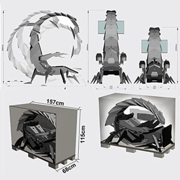 CSTAL Adjustable Swivel Bionic Gaming Chair, Integrated Computer Space Capsule Chair, Ergonomic High Comfort E-Sports Chair, with LED Support 5 Screens - Image 3