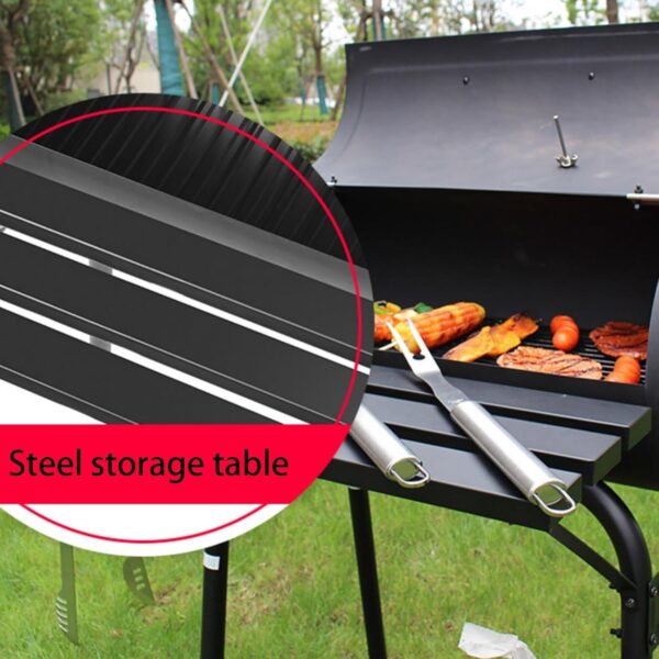 BWCKMTSC Charcoal Grill and Offset Smoker, Premium Outdoor Cooking Grill, BBQ Grill With Lid Cover, Lid Thermometer, Stand & Wheels, for Barbecue Outdoor Cooking Camping Hiking Picnic - Image 8